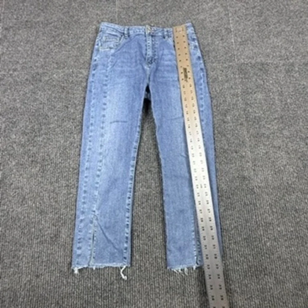 Urban Revivo Womens Blue High Rise Split Hem Straight Leg Jeans Size US 6